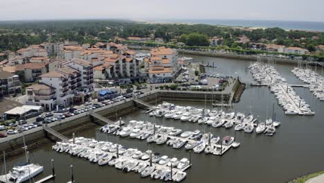 Drone-Aerial-views-of-the-french-harbour-town-Capbreton-in-the-aquitaine-region-of-the-south-of-france