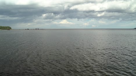 Rain-clouds-moving-in-over-Käsmu-Bay,-Baltic-Sea,-Estonia