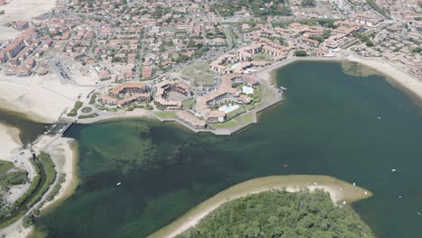 Drone-Aerial-views-of-the-beach-city-Vieux-Bocau-les-Bains-in-the-south-of-France