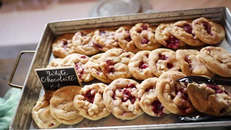 White-Chocolate-Chip-Raspberry-Flavored-Cookies-on-Beautiful-Reception-Display