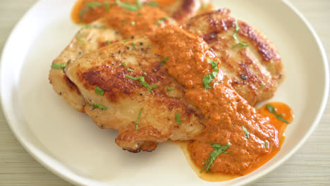 grilled-chicken-steak-with-red-curry-sauce---muslim-food-style