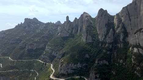 Aerial-views-of-Montserrat-mountain-range-in-Catalonia