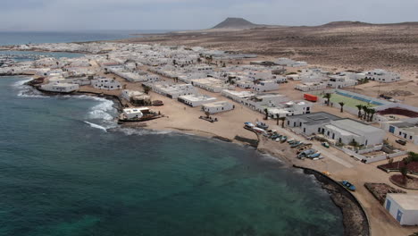 Aerial-view-of-La-Graciosa-harbour-near-island-of-Lanzarote