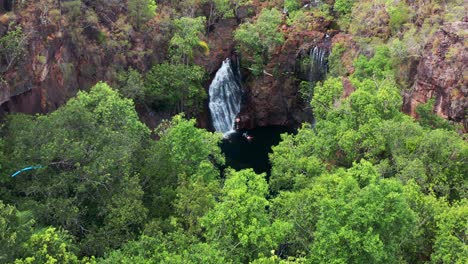 Bird's-Eye-View-Of-The-People-Enjoying-The-Plunge-Pool-In-Florence-Falls-In-Litchfield-National-Park