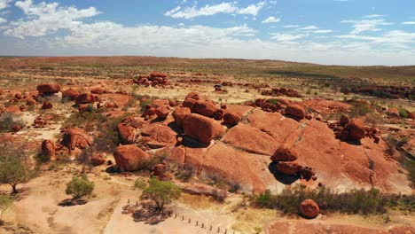 Bird's-Eye-View-Of-The-Devils-Marbles-In-The-Conservation-Reserve-In-Warumungu,-Northern-Territory,-Australia