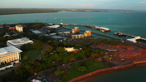 Aerial-View-Of-The-Seaport-Of-Darwin-City-In-Northern-Territory-Of-Australia
