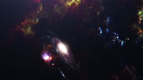 4k-Galaxie,-Die-Sich-Mit-Nebelwolkenhintergrund-Dreht,-Der-Im-Universum-Ist