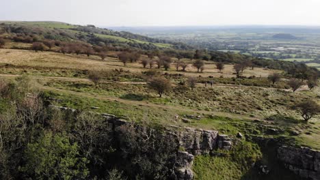 Scenic-Aerial-View-Across-Cheddar-Gorge-Landscape-With-People-Walking