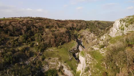 Aerial-View-Over-Limestone-Valley-Of-Cheddar-Gorge
