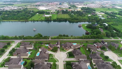 Aerial-footage-flying-over-League-City-in-Texas