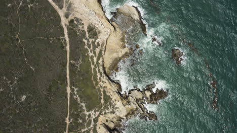 Birdseye-view-over-the-limestone-cliff-tops-of-Morrillos-wildlife-refuge-in-Cabos-Puerto-Rico-on-the-Caribbean-Sea