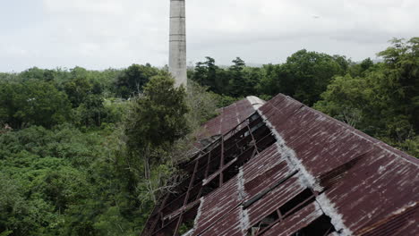 Aerial-drone-footage-over-the-ruins-of-the-old-abandoned-factory-at-Los-Canos-Puerto-Rico
