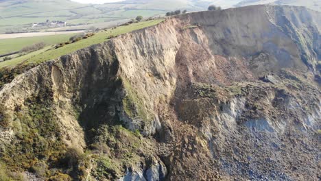 Aerial-View-Of-Massive-Rockfall-Debris-At-Seatown-In-Dorset