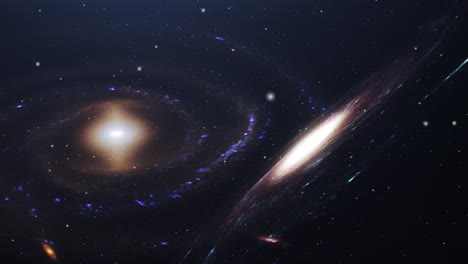 Zwei-Sich-Drehende-Galaxien,-Die-Sich-Im-Universum-Bewegen
