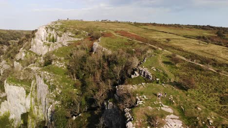 Aerial-View-Of-Scenic-Cheddar-Gorge-Limestone-Cliffs