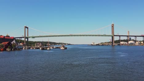 Suspension-Bridge-Of-Alvsborg-Over-Gota-Alv-River-in-Gothenburg,-Sweden
