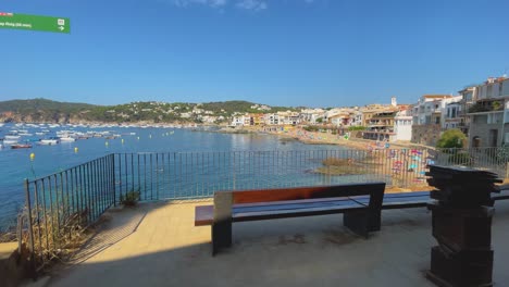 Beach-In-Costa-Brava-Calella-De-Palafrugell-Tamariu-Catalunya-Spain-Fishing-Village-Mediterranean-Sea-Transparente-Turquoise-Blue-Waters-Paseo-De-Ronda