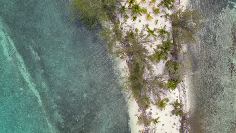 Top-down-Aerial-view-of-beautiful-bay-islands-of-Utila,-Water-cay,-Utila-cay,-Jewel-cay-in-Atlantida,-Honduras