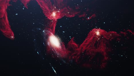 Die-Milchstraße-Und-Die-Roten-Nebelwolken-Im-Universum