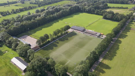Aerial-of-several-football-fields-of-sports-club-in-a-rural-area