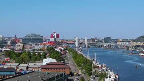 Panorama-Del-Paisaje-Urbano-Del-Centro-De-Gotemburgo-En-La-Costa-Del-Río-Gota-En-Suecia