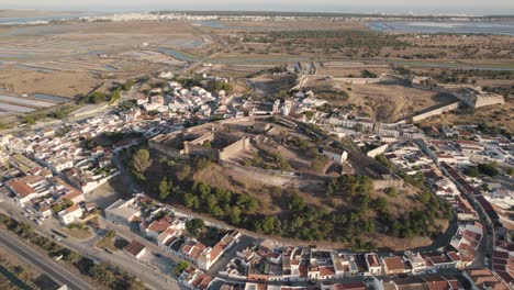 Aerial-drone-shot-of-Castro-Marim-Castle-in-southern-Portugal