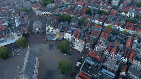 Top-View-Of-Gouwekerk-Church-On-The-City-Center-Of-Gouda-In-South-Holland,-Netherlands