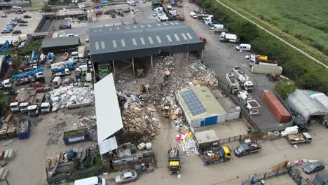 Car-breaker-yard-recycling-plant-Erith-Kent-UK-Aerial-footage