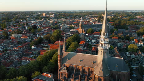 Neo-gothic-Architecture-Of-The-Church-Spire-Of-Gouwekerk-In-Gouda-City,-Netherlands