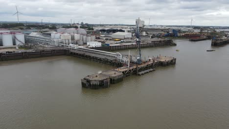 Jetty-dock-,Cemex-storage-Plant-Essex-on-river-Thames-Aerial-footage