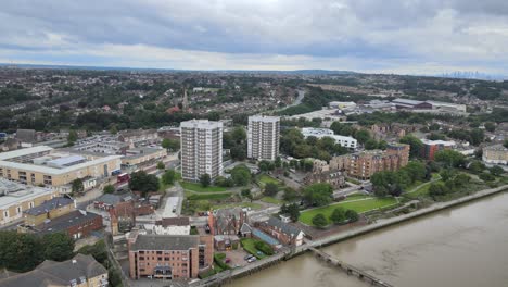 Erith-town-in-Kent-UK-drone-pull-back-reveal-4k-footage
