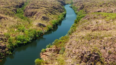 Long-And-Narrow-River-On-Rocky-Cliffs-At-Wilderness-Within-Litchfield-National-Park-In-Northern-Territory-Of-Australia