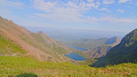 Dramatic-timelapse-scene-high-up-in-the-ranges-of-Snowdonia-National-Park-in-North-Wales,-one-of-the-UK's-most-popular-wilderness-destinations