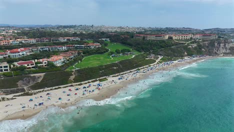 Spinning-aerial-view-over-Salt-creek-beach-and-park-in-Dana-Point-California