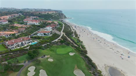 Aerial-view-of-Monarch-beach-golf-course-and-Salt-creek-Beach-in-Dana-Point-California