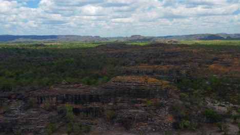 Ubirr-Rock-overlooking-the-landscape-of-Australia--Aerial