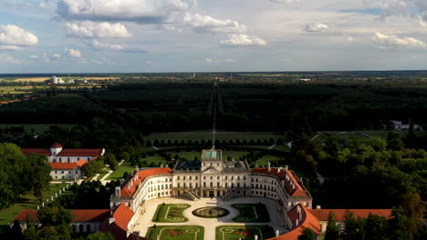 Cinematic-revealing-drone-shot-of-Palace-Esterházy-Kkastély-in-Hungary
