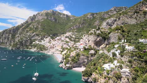 Amalfi-coast-aerial-view,-Positano-from-drone
