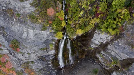 Aerial-Birds-Eye-View-Of-Bridal-Veil-Falls-Waterfall-Provo-Canyon-Utah