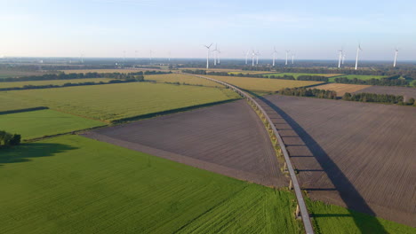 Panoramic-View-Of-Maglev-Test-Track-With-Farm-Wind-Turbines-At-Background-Near-Lathen-In-Emsland,-Germany