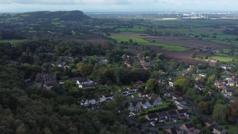Luftbild-über-Cheshire-Nordengland-Aussichtspunkt-über-Snowdonia-Nordwales-Weite-Landschaft-Umkreist-Linksschuss