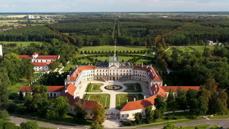 Cinematic-revealing-drone-shot-of-the-Palace-Esterházy-Kastély-in-Hungary