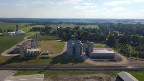 Modern-silo-farmland-revealed-by-a-drone-in-the-state-of-Kentucky,-USA