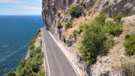 Amalfi-Coast-Road-aerial-view-from-drone,-Italy