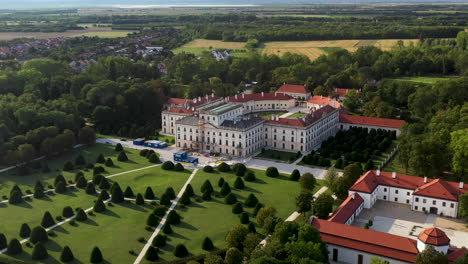 Revealing-cinematic-drone-shot-of-the-Palace-Esterházy-Kastély-in-Hungary