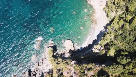 Aerial-overhead-view-of-Amalfi-coast-and-sea-near-Sorrento,-Italy