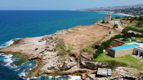 View-Of-The-Fidar-Tower-In-Lebanon---aerial-shot
