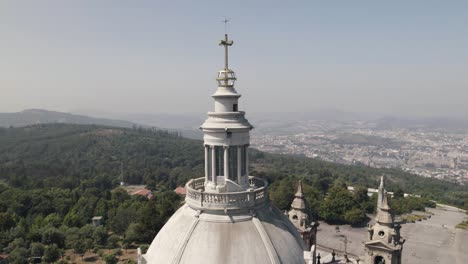 Aerial-Parallax-from-Sameiro-Sanctuary-Dome-with-Braga-City-Background---Portugal