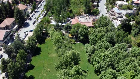 Vast-Community-Garden-Of-Ras-El-Ein-Park-In-Baalbek,-Lebanon---aerial-shot