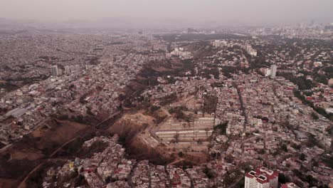 Birds-eye-view-of-La-Enramada-cityscape-in-Mexico-city-at-day